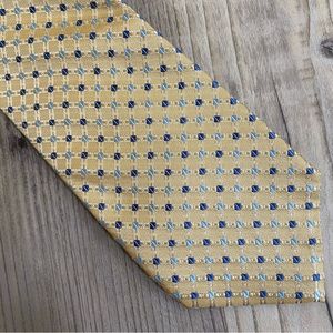 Pronto Uomo Platinum necktie butter yellow gold blue check subtle pattern